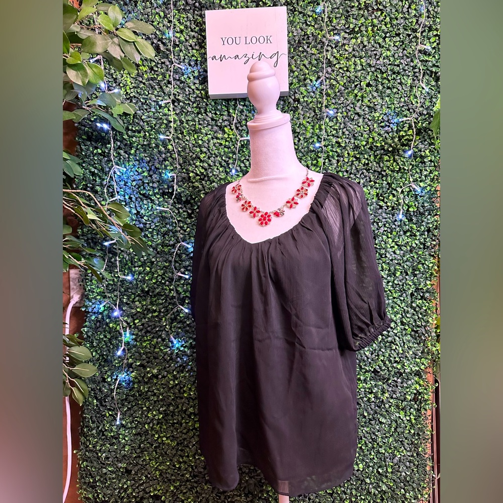 Ladies Size Small black chiffon crepe dress blouse from Ann Taylor Factory